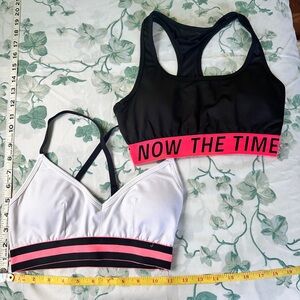 Forever 21 Black and White Sports Bras with Pink Highlights